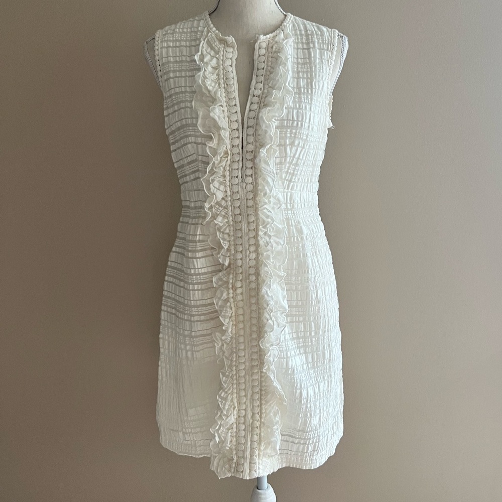 Nanette Lepore White Seersucker Dress size 6